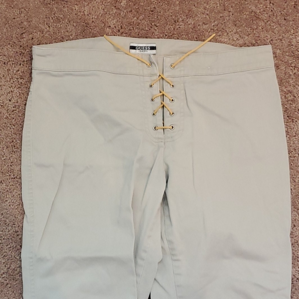Guess Jeans Beige Pants Leather Tie